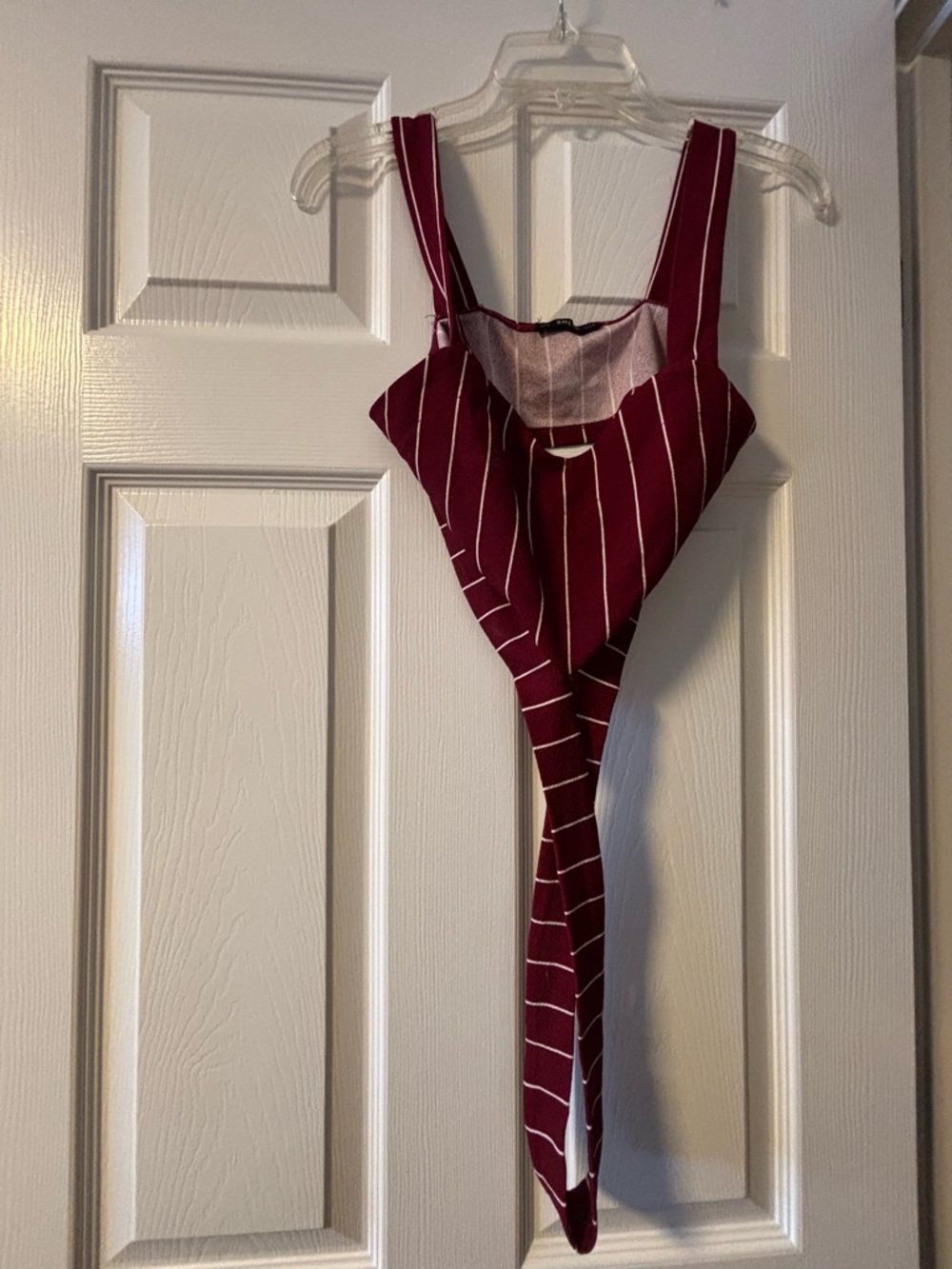 Burgundy Striped Cross Crop Top